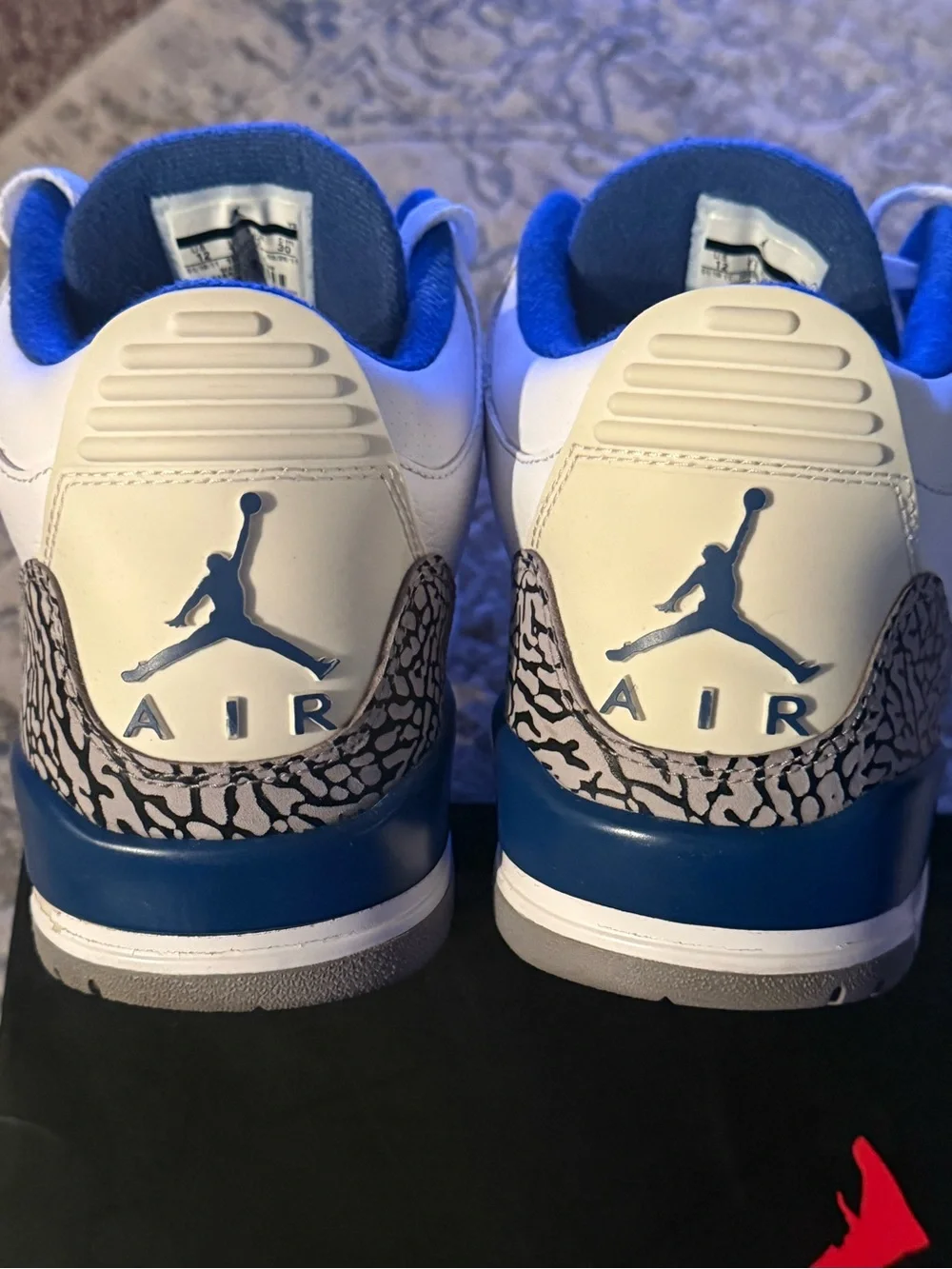 Jordan 3 Retro True Blue - Men’s White and Blue Sneakers with Elephant Print